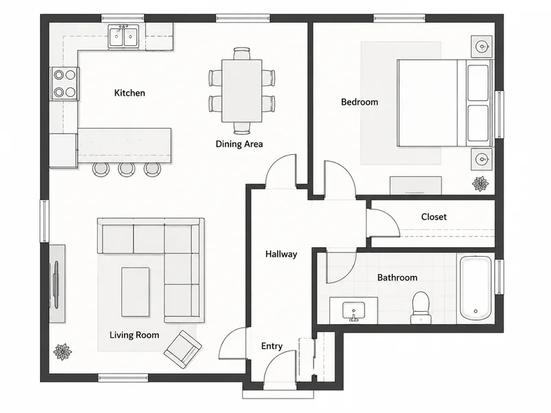 Floor plan example used to explain a holiday-let layout