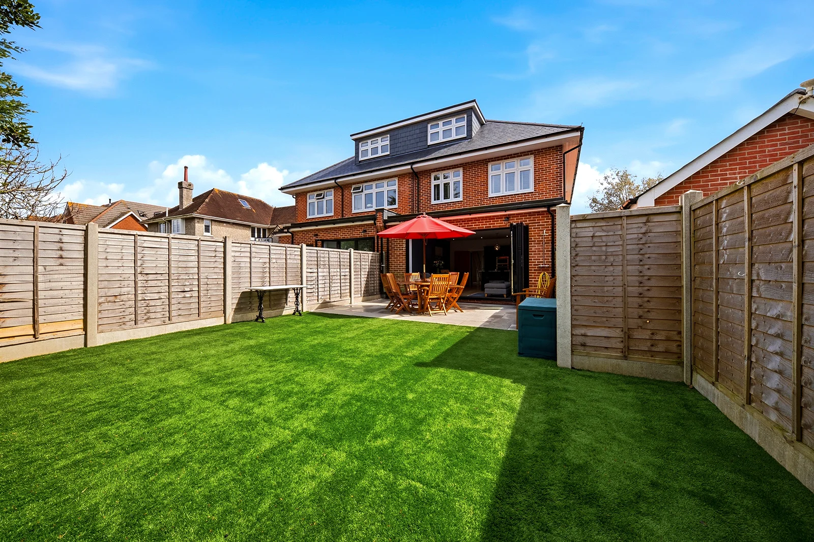 Outdoor area photographed for seasonal holiday-let marketing