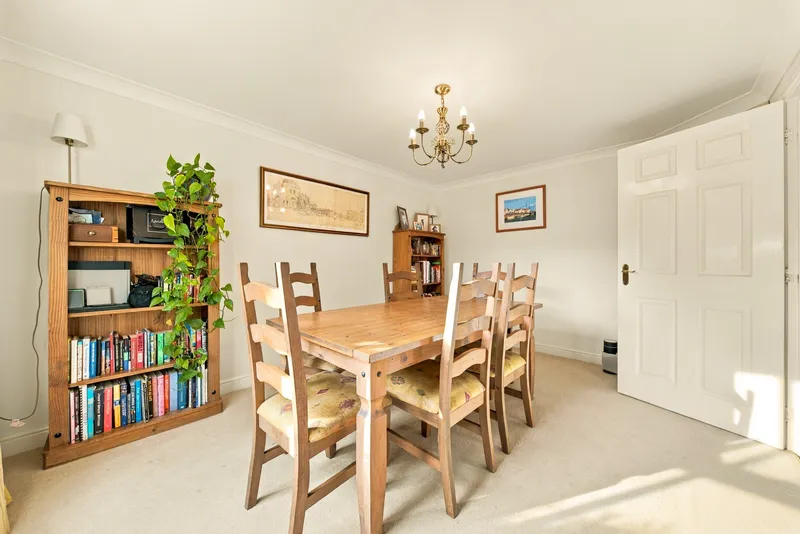 Dining room with a large wooden table