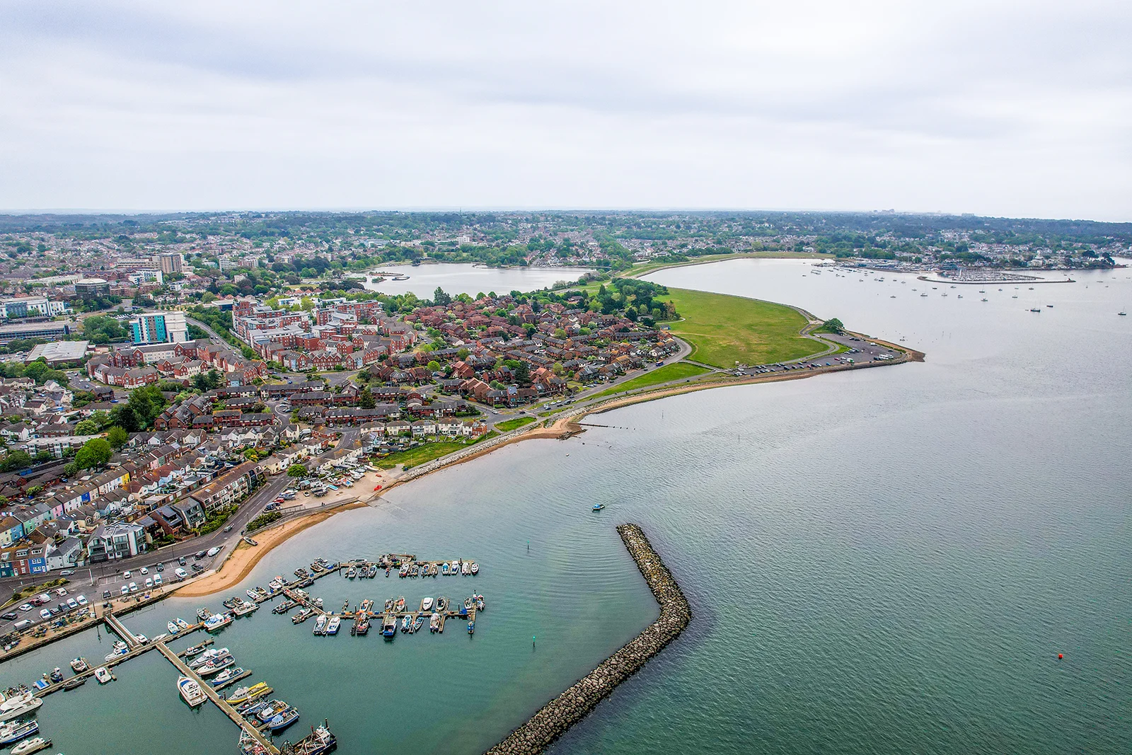 Aerial photograph of a coastal property setting suitable for a Dorset holiday-let listing