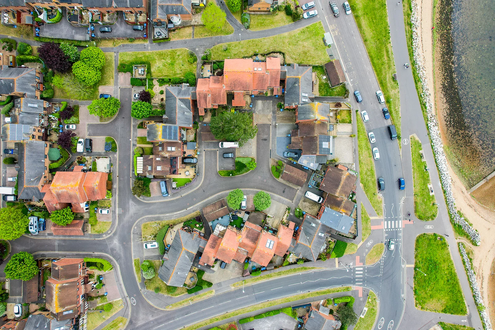 Drone photograph showing coastal location context for a Dorset holiday let