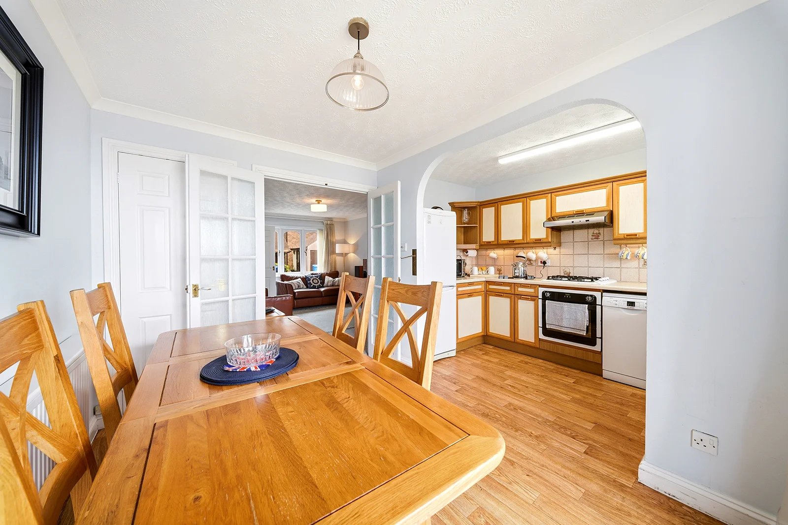 Bright kitchen image used to explain interior coverage for a Dorset Airbnb listing