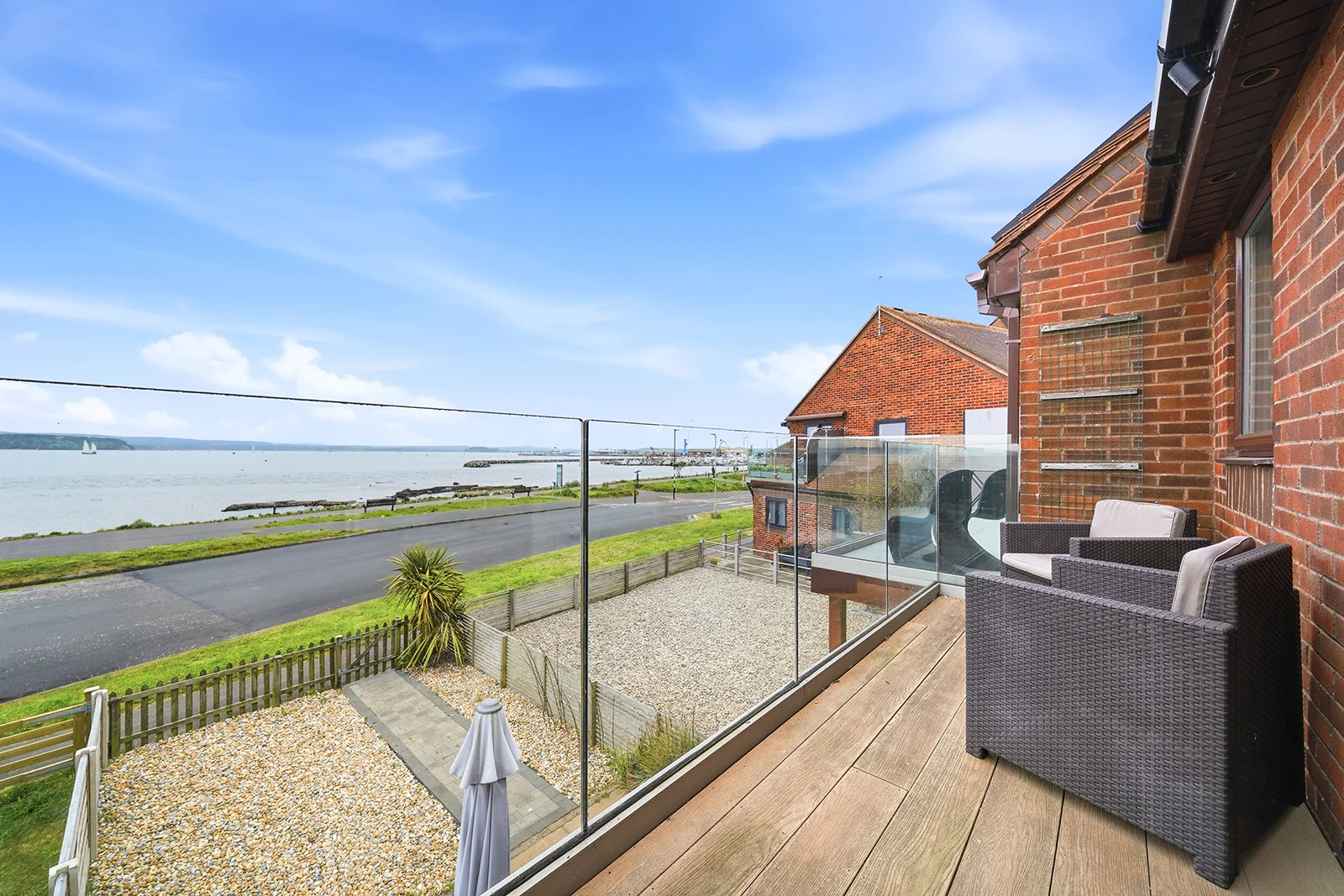 Outdoor seating area photographed as a selling point for a holiday-let listing