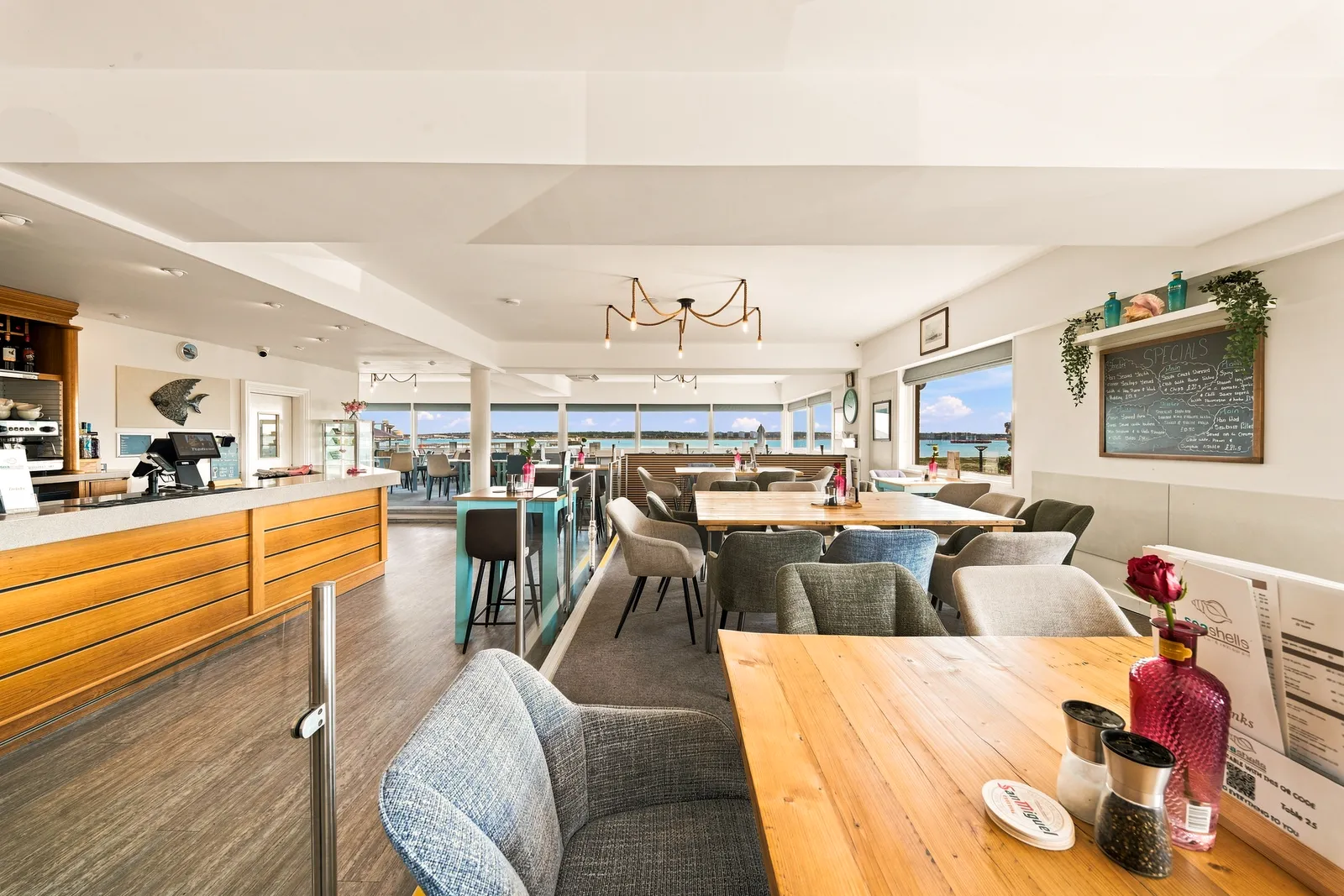 Bar seating and interior atmosphere