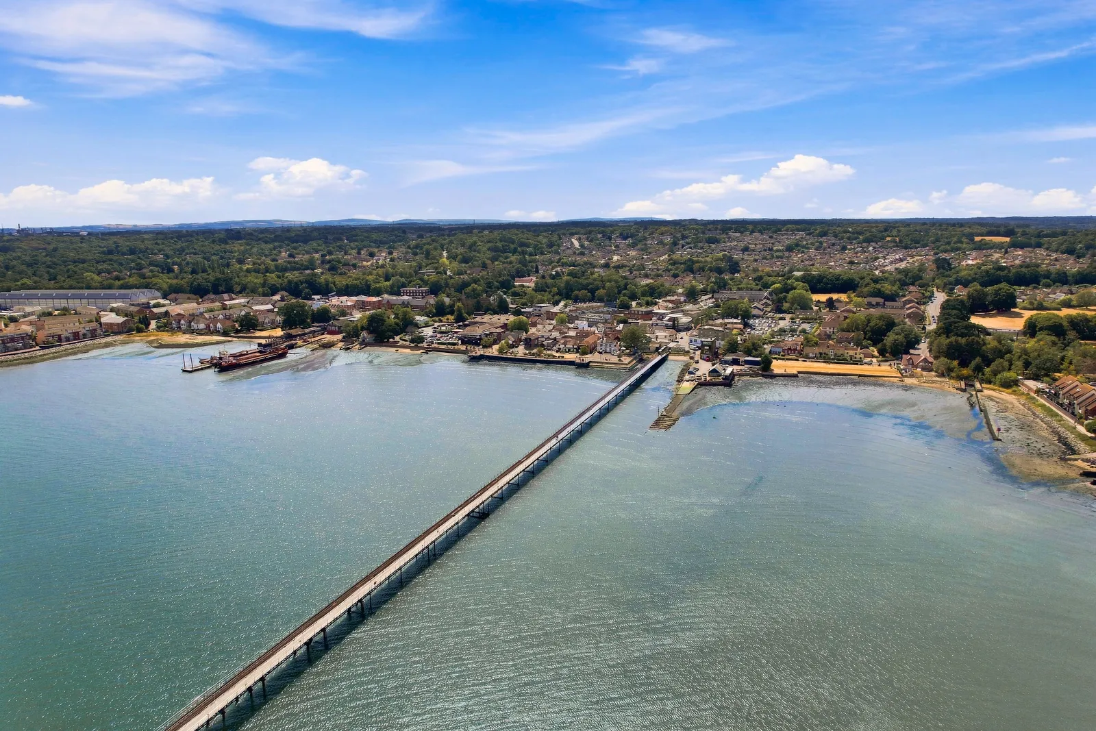 Hythe Pier and waterfront from the air
