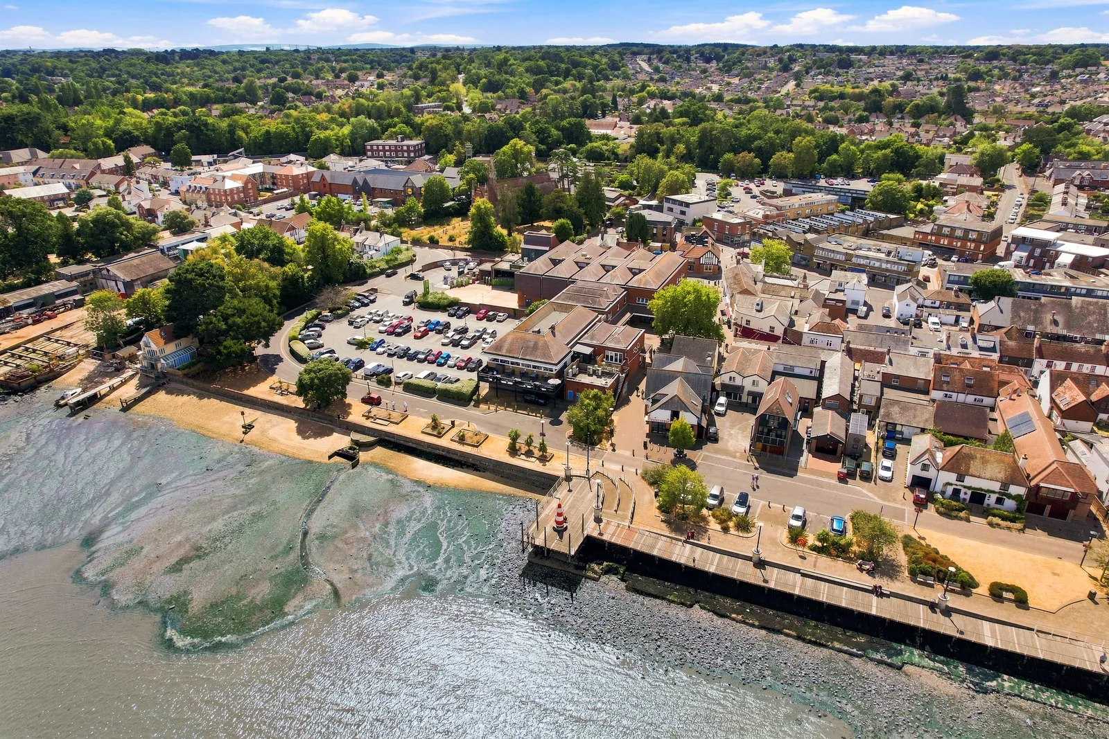 Seashells and Hythe waterfront from the air