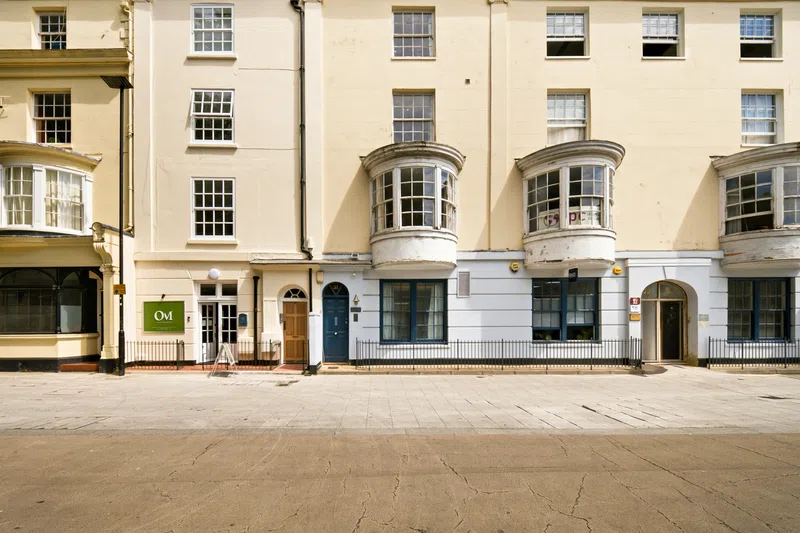 Southampton city-centre apartment exterior photographed for property listing context