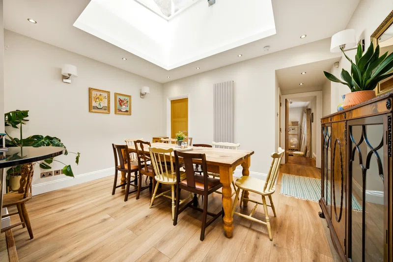 Southampton city-centre dining room with skylight and open-plan interior photography