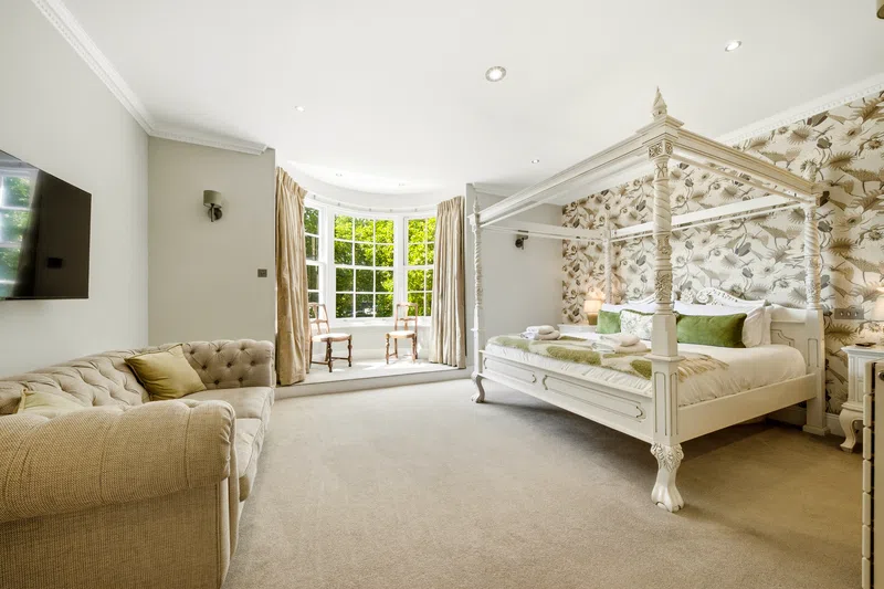 Southampton four-poster bedroom photographed for serviced accommodation and Airbnb marketing